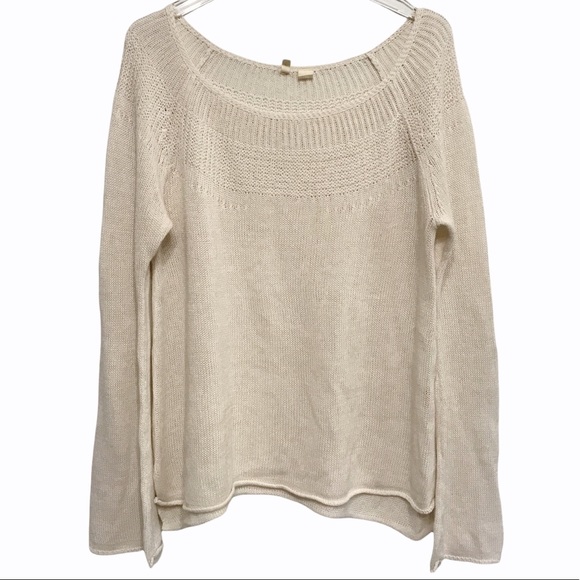 Anthropologie Sweaters - Anthro. Moth Open Knit Cream Boat Neck Sweater LG